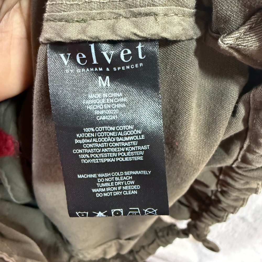Velvet Graham Spencer M Olive Green Utility Anorak Jacket Hooded Drawstring Fall - Picture 9 of 10